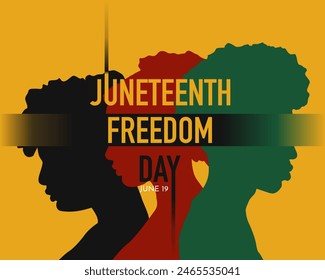 Juneteenth Freedom Day template with people silhouette and sign