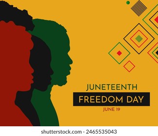 Juneteenth Freedom Day template with people silhouette and sign