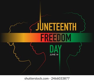 Juneteenth Freedom Day template with people silhouette and sign