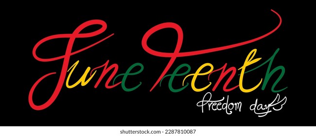 Juneteenth freedom day text design on black background Vector 