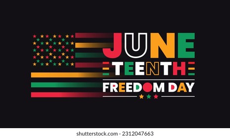Juneteenth Freedom Day usa flag background, banner, card, poster with typography design. African American Independence Day background, Day of freedom and emancipation. 19 June. vector.