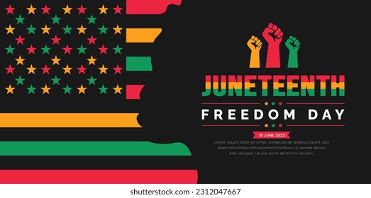 Juneteenth Freedom Day usa flag background, banner, card, poster with typography design. African American Independence Day background, Day of freedom and emancipation. 19 June. vector.