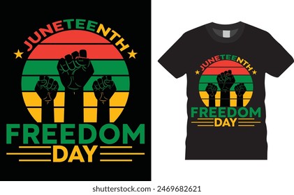 Juneteenth Freedom Day, Juneteenth Day vector t-shirt design. Juneteenth Day t-shirt design with motivational quote. T shirt design template, vector design and any print, illustration, clothes, poster
