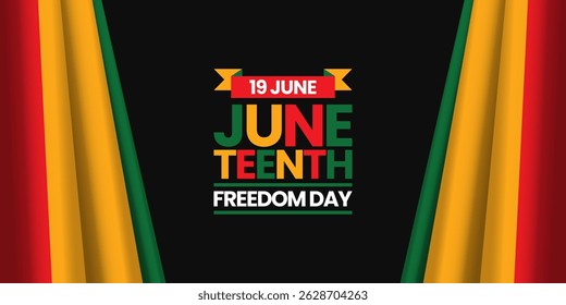Juneteenth Freedom Day waving flag banner background with blank space area
