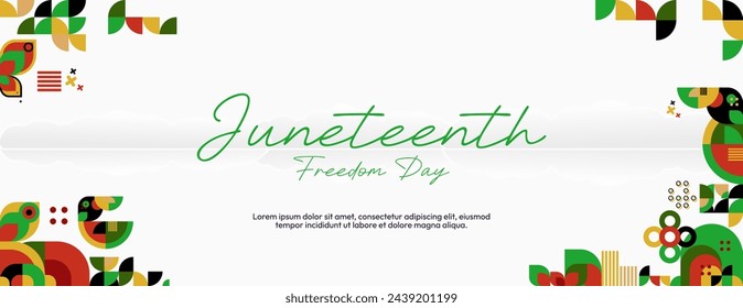 Juneteenth freedom day wide banner. African American Freedom Day to celebrate. Abstract background with geometric design for Juneteenth Freedom day