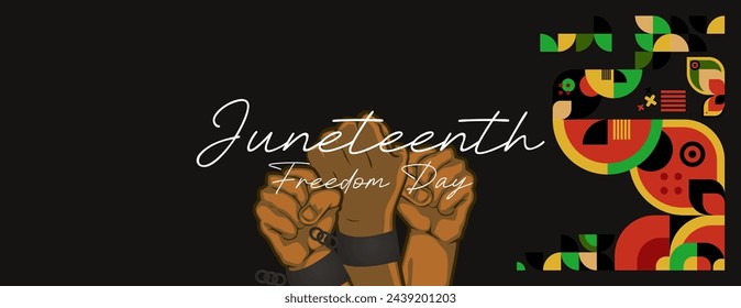 Juneteenth freedom day wide banner. African American Freedom Day to celebrate. Abstract background with geometric design for Juneteenth Freedom day