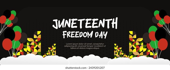 Juneteenth freedom day wide banner. African American Freedom Day to celebrate. Abstract background with geometric design for Juneteenth Freedom day
