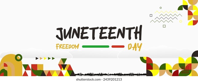Juneteenth freedom day wide banner. African American Freedom Day to celebrate. Abstract background with geometric design for Juneteenth Freedom day