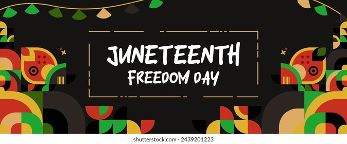 Juneteenth freedom day wide banner. African American Freedom Day to celebrate. Abstract background with geometric design for Juneteenth Freedom day