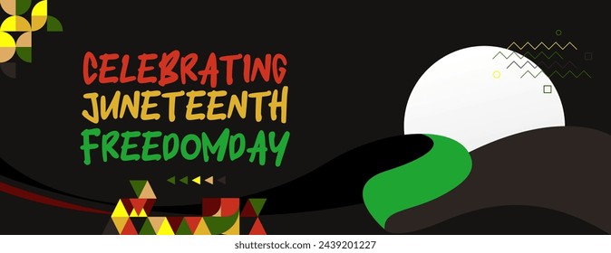 Juneteenth freedom day wide banner. African American Freedom Day to celebrate. Abstract background with geometric design for Juneteenth Freedom day