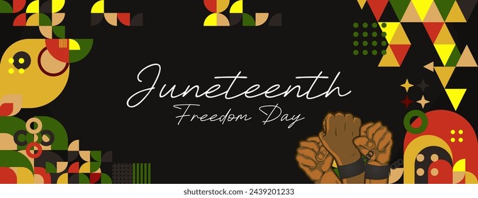 Juneteenth freedom day wide banner. African American Freedom Day to celebrate. Abstract background with geometric design for Juneteenth Freedom day