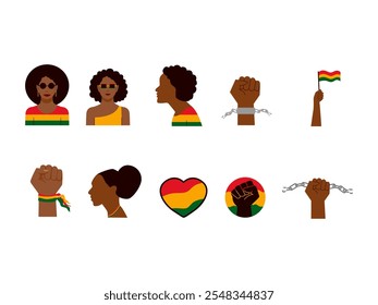 Conjunto de elementos de diseño Juneteenth Freedom