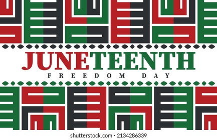 Juneteenth. Freedom and Emancipation day in June. Independence Day. Annual African-American holiday, celebrated in June 19. American history and heritage. Vector poster, illustration and banner