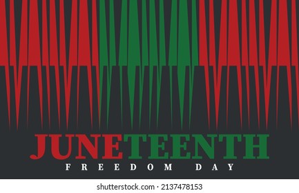 Juneteenth. Freedom and Emancipation day in June. Independence Day. Annual African-American holiday, celebrated in June 19. American history and heritage. Vector poster, illustration and banner