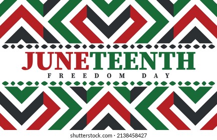 Juneteenth. Freedom and Emancipation day in June. Independence Day. Annual African-American holiday, celebrated in June 19. American history and heritage. Vector poster, illustration and banner