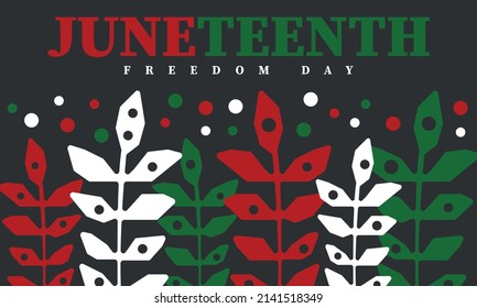 Juneteenth. Freedom and Emancipation day in June. Independence Day. Annual African-American holiday, celebrated in June 19. American history and heritage. Vector poster, illustration and banner