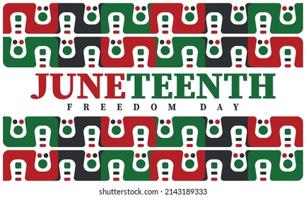 12 de junio. Día de la Libertad y la Emancipación en junio. Día de la Independencia. Fiesta anual afroamericana, celebrada el 19 de junio. Historia y patrimonio americano. Afiche vectorial, ilustración y pancarta
