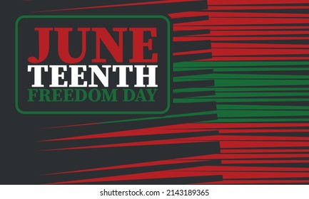 Juneteenth. Freedom and Emancipation day in June. Independence Day. Annual African-American holiday, celebrated in June 19. American history and heritage. Vector poster, illustration and banner