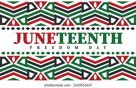 Juneteenth. Freedom and Emancipation day in June. Independence Day. Annual African-American holiday, celebrated in June 19. American history and heritage. Vector poster, illustration and banner