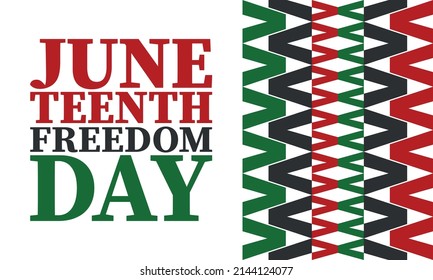 Juneteenth. Freedom and Emancipation day in June. Independence Day. Annual African-American holiday, celebrated in June 19. American history and heritage. Vector poster, illustration and banner