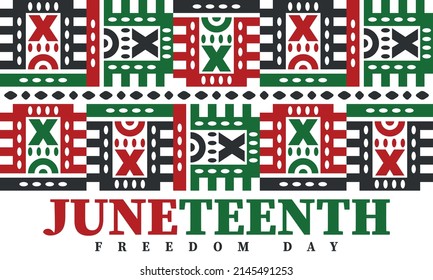 Juneteenth. Freedom and Emancipation day in June. Independence Day. Annual African-American holiday, celebrated in June 19. American history and heritage. Vector poster, illustration and banner