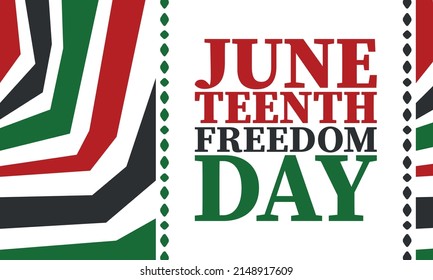 Juneteenth. Freedom and Emancipation day in June. Independence Day. Annual African-American holiday, celebrated in June 19. American history and heritage. Vector poster, illustration and banner