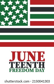 Juneteenth. Freedom and Emancipation day in June. Independence Day. Annual African-American holiday, celebrated in June 19. American history and heritage. Vector poster, illustration and banner