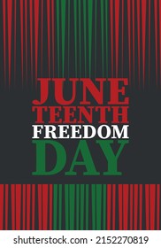 Juneteenth. Freedom and Emancipation day in June. Independence Day. Annual African-American holiday, celebrated in June 19. American history and heritage. Vector poster, illustration and banner