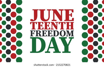 19. Juni. Freiheit und Emanzipation Tag im Juni. Unabhängigkeitstag. Jährlicher afroamerikanischer Feiertag, gefeiert am 19. Juni. Amerikanische Geschichte und amerikanisches Erbe. Vektorplakat, Illustration und Banner