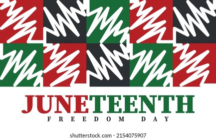 Juneteenth. Freedom and Emancipation day in June. Independence Day. Annual African-American holiday, celebrated in June 19. American history and heritage. Vector poster, illustration and banner