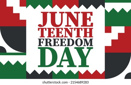 Juneteenth. Freedom and Emancipation day in June. Independence Day. Annual African-American holiday, celebrated in June 19. American history and heritage. Vector poster, illustration and banner