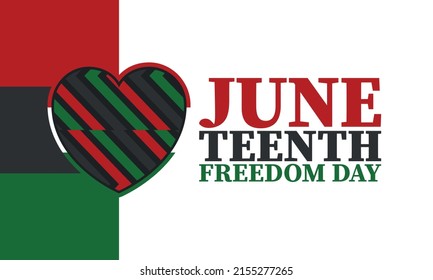 Juneteenth. Freedom and Emancipation day in June. Independence Day. Annual African-American holiday, celebrated in June 19. American history and heritage. Vector poster, illustration and banner