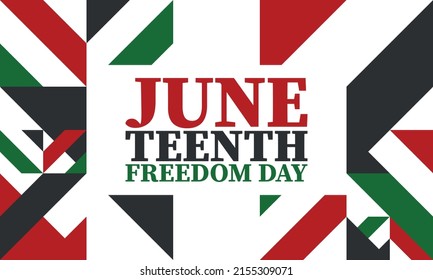 Juneteenth. Freedom and Emancipation day in June. Independence Day. Annual African-American holiday, celebrated in June 19. American history and heritage. Vector poster, illustration and banner