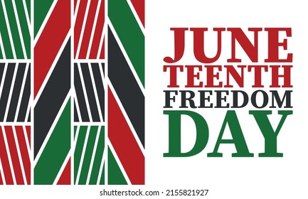 Juneteenth. Freedom and Emancipation day in June. Independence Day. Annual African-American holiday, celebrated in June 19. American history and heritage. Vector poster, illustration and banner