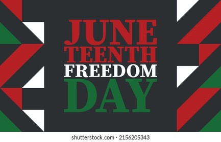 Juneteenth. Freedom and Emancipation day in June. Independence Day. Annual African-American holiday, celebrated in June 19. American history and heritage. Vector poster, illustration and banner