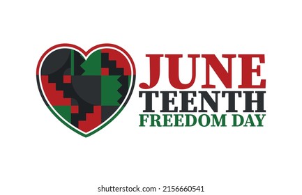 Juneteenth. Freedom and Emancipation day in June. Independence Day. Annual African-American holiday, celebrated in June 19. American history and heritage. Vector poster, illustration and banner