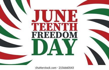 Juneteenth. Freedom and Emancipation day in June. Independence Day. Annual African-American holiday, celebrated in June 19. American history and heritage. Vector poster, illustration and banner