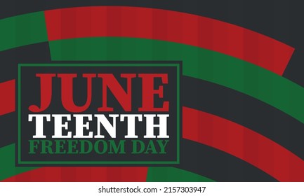Juneteenth. Freedom and Emancipation day in June. Independence Day. Annual African-American holiday, celebrated in June 19. American history and heritage. Vector poster, illustration and banner
