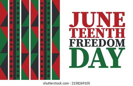 Juneteenth. Freedom and Emancipation day in June. Independence Day. Annual African-American holiday, celebrated in June 19. American history and heritage. Vector poster, illustration and banner