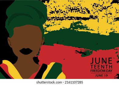 Juneteenth. Freedom and Emancipation day in June. Independence Day. Annual African-American holiday, celebrated in June 19. American history and heritage. Vector poster, illustration and banner