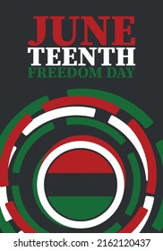 Juneteenth. Freedom and Emancipation day in June. Independence Day. Annual African-American holiday, celebrated in June 19. American history and heritage. Vector poster, illustration and banner