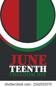 12 de junio. Día de la Libertad y la Emancipación en junio. Día de la Independencia. Fiesta anual afroamericana, celebrada el 19 de junio. Historia y patrimonio americano. Afiche vectorial, ilustración y pancarta