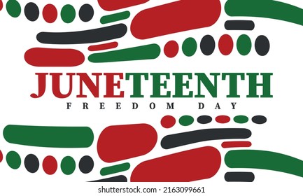 Juneteenth. Freedom and Emancipation day in June. Independence Day. Annual African-American holiday, celebrated in June 19. American history and heritage. Vector poster, illustration and banner