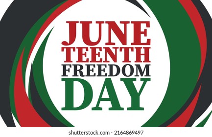 Juneteenth. Freedom and Emancipation day in June. Independence Day. Annual African-American holiday, celebrated in June 19. American history and heritage. Vector poster, illustration and banner