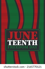 Juneteenth. Freedom and Emancipation day in June. Independence Day. Annual African-American holiday, celebrated in June 19. American history and heritage. Vector poster, illustration and banner