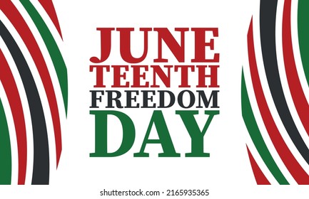 Juneteenth. Freedom and Emancipation day in June. Independence Day. Annual African-American holiday, celebrated in June 19. American history and heritage. Vector poster, illustration and banner