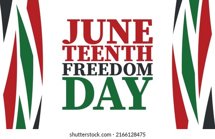 Juneteenth. Freedom and Emancipation day in June. Independence Day. Annual African-American holiday, celebrated in June 19. American history and heritage. Vector poster, illustration and banner