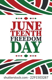 Juneteenth. Freedom and Emancipation day in June. Independence Day. Annual African-American holiday, celebrated in June 19. American history and heritage. Vector poster, illustration and banner