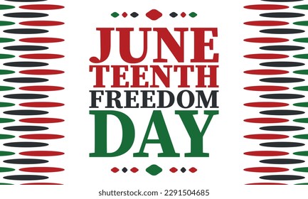 Juneteenth. Freedom and Emancipation day in June. Independence Day. Annual African-American holiday, celebrated in June 19. American history and heritage. Vector poster, illustration and banner