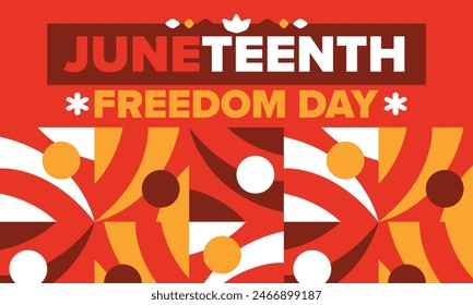 Juneteenth. Freedom and Emancipation day in June. Independence Day. Annual African-American holiday, celebrated in June 19. American history and heritage. Vector poster, illustration and banner